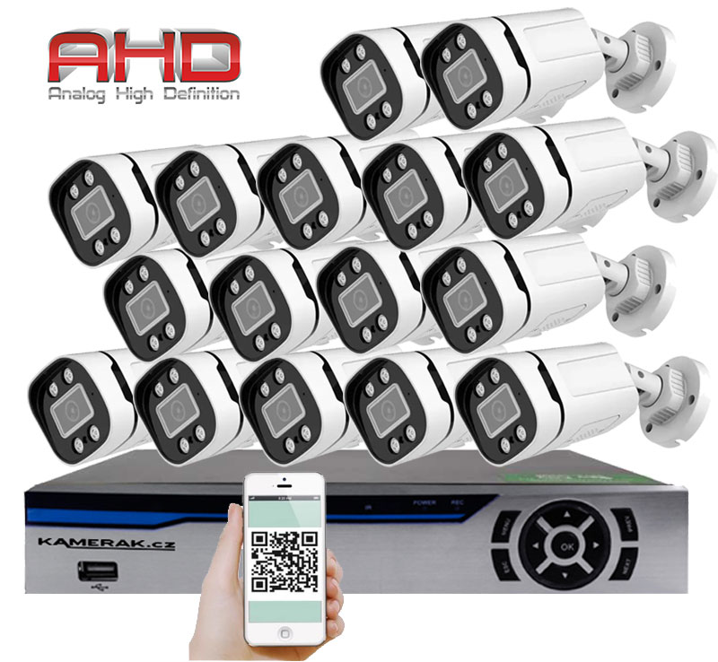 16 kamerový AHD set HE16-59E 5Mpx 1920p, H.265, CZ menu
