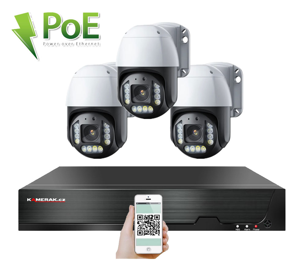 3 kamerový systém PoE XM-PTZ-321B 5x 4Mpx s otočnými kamerami