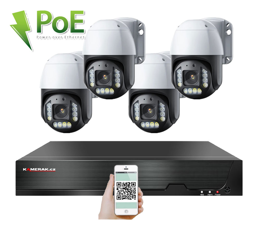 4 kamerový systém PoE IP XM-PTZ-420B 4Mpx s otočnými kamerami