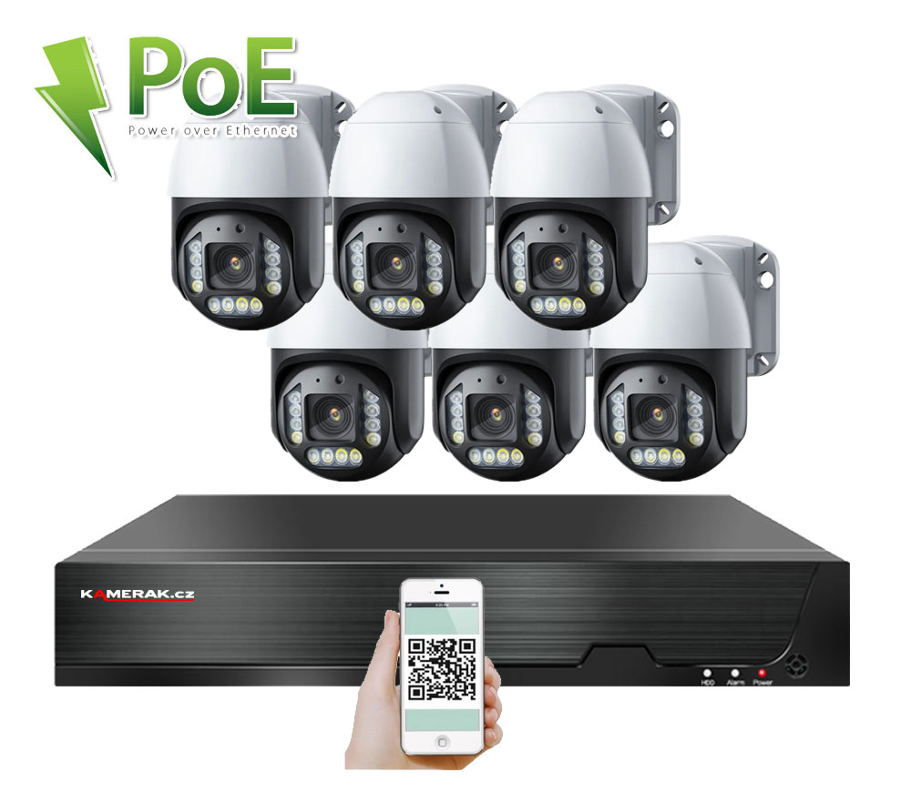 6 kamerov systm PoE XM-PTZ-621B 5x 4Mpx s otonmi kamerami
