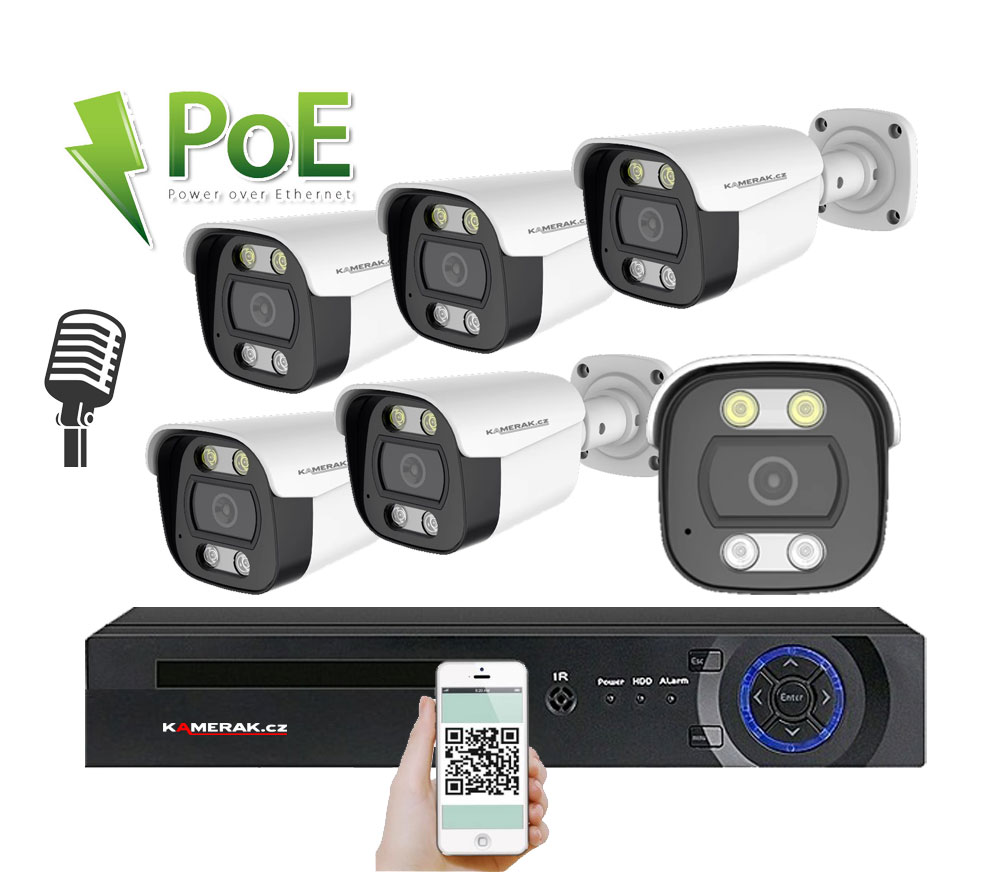 6 kamerov systm PoE IP  XM-614D 8MPx
