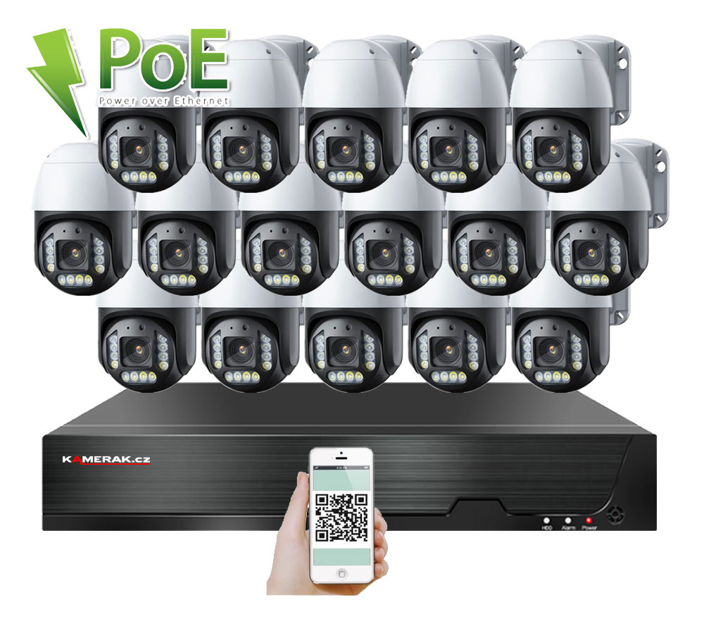 PoE IP 16 kamerový set XM-PTZ-1620B 4Mpx, CZ menu