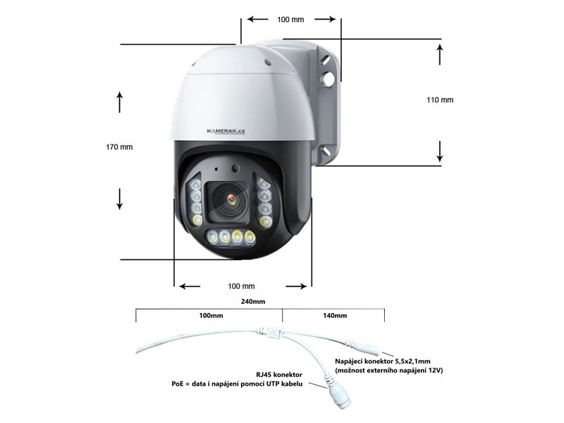 Venkovn oton 5x zoom IP kamera nabdne zznam v 4MPx rozlien a LED svtlem