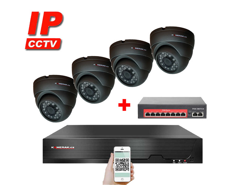 4 kamerov IP systm XM-411B-Ext. 4MPx s externm PoE napjenm