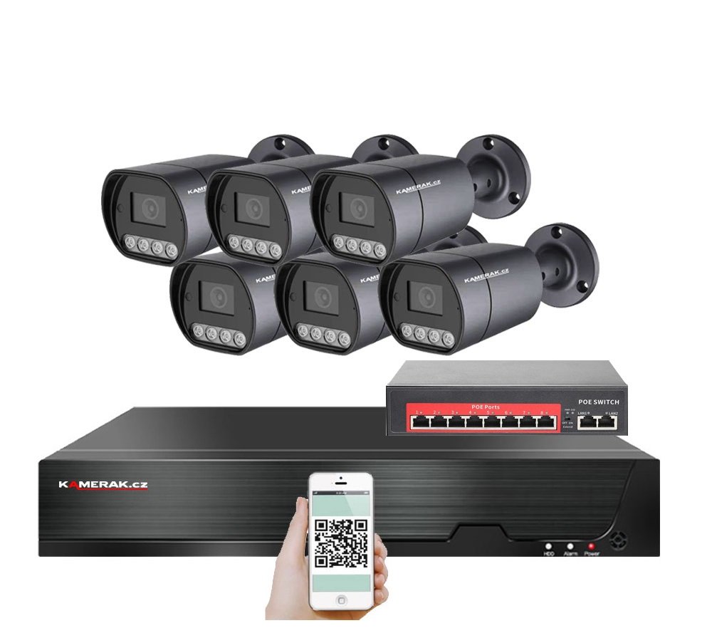 6 kamerový IP systém IP XM-610B-Ext. 4MPx s externím PoE napájením