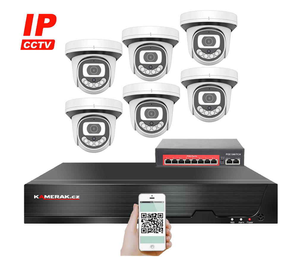 6 kamerov IP systm IP XM-612B-Ext. 4MPx s externm PoE napjenm