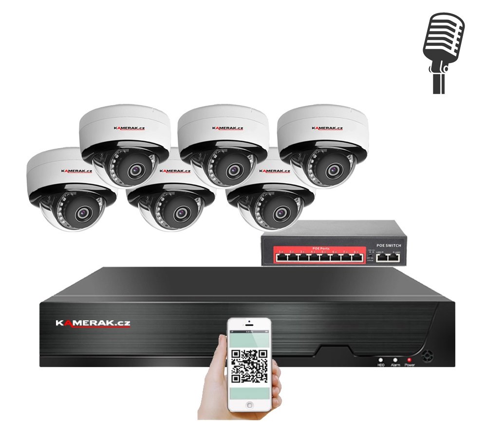6 kamerov IP systm IP XM-05D-Ext. 8MPx s externm PoE napjenm