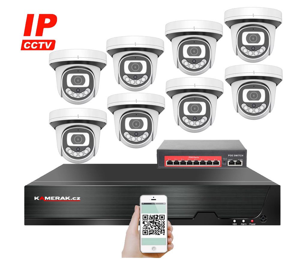 8 kamerový IP systém IP XM-812B-Ext. 4MPx s externím PoE napájením