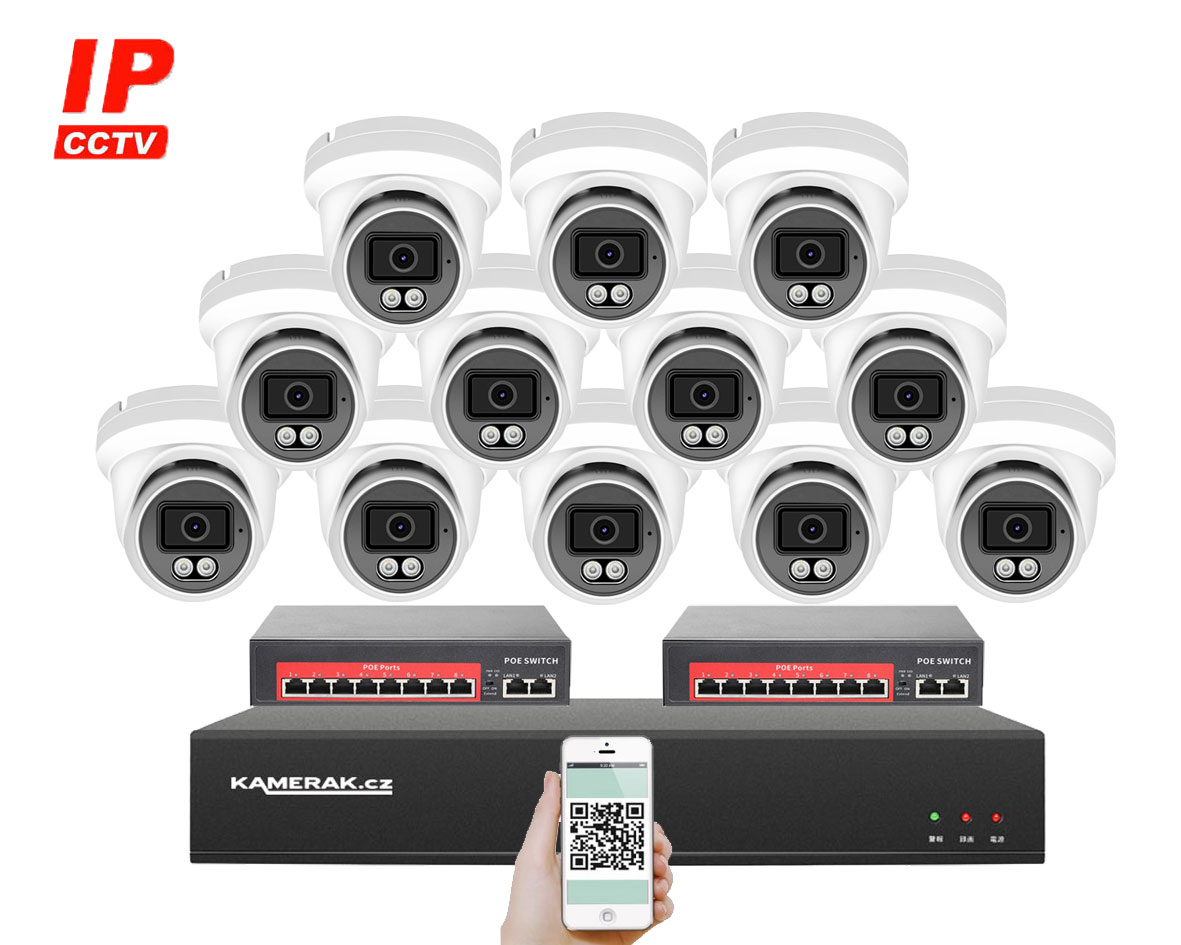 12 kamerov IP systm IP XM-1209B-Ext. 4MPx s externm PoE napjenm