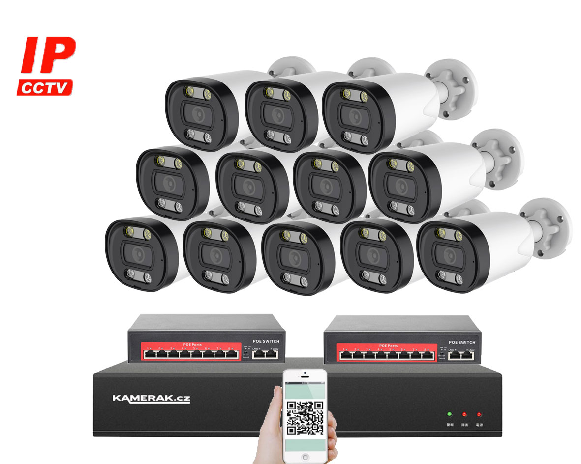 12 kamerov IP systm IP XM-1213B-Ext. 4MPx s externm PoE napjenm