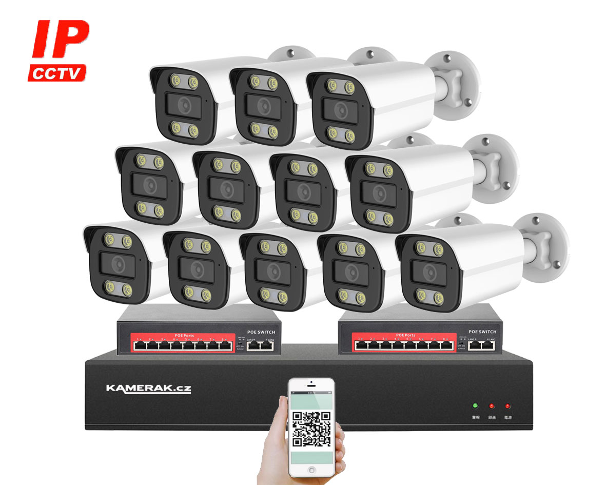 12 kamerov IP systm IP XM-1214B-Ext. 4MPx s externm PoE napjenm
