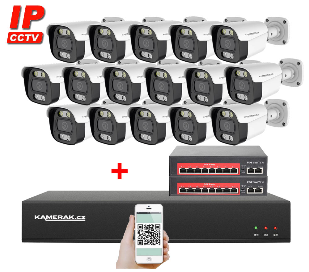 12 kamerov IP systm IP XM-1214D-Ext. 8MPx s externm PoE napjenm