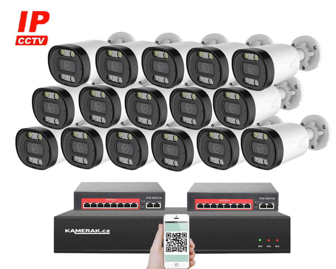 16 kamerov IP systm IPXM-1613B-Ext. 4MPx s externm PoE napjenm