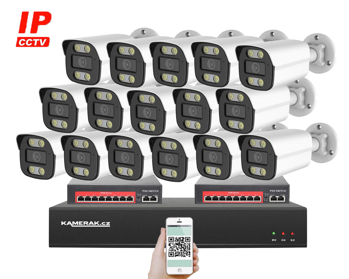 16 kamerov IP systm IP XM-1614B-Ext. 4MPx s externm PoE napjenm