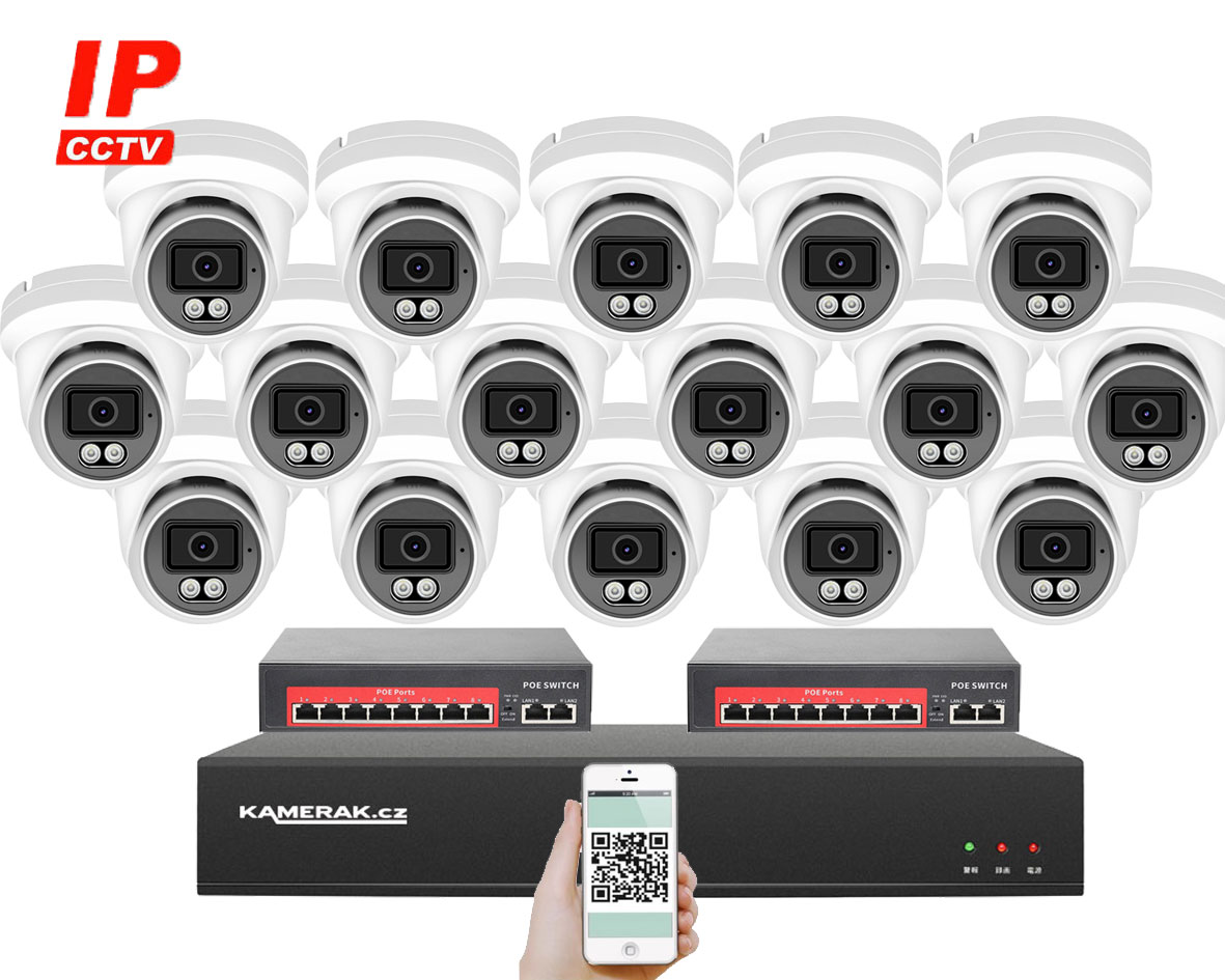 16 kamerov IP systm 4K PoE XM-1609D-Ext. 8MPx s externm PoE napjenm