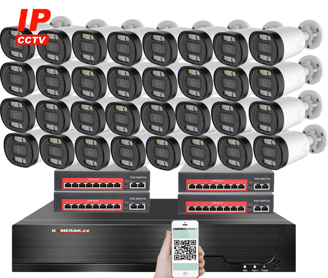 32 kamerov IP systm IP XM-3213B-Ext. 4MPx s externm PoE napjenm