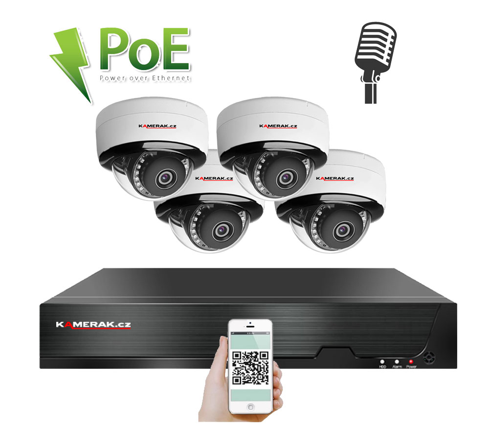 4 kamerov  systm PoE IP XM-405B 4MPx