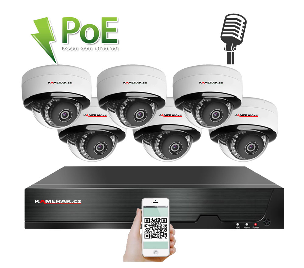 6 kamerov systm PoE IP XM-605D 8MPx 4K 