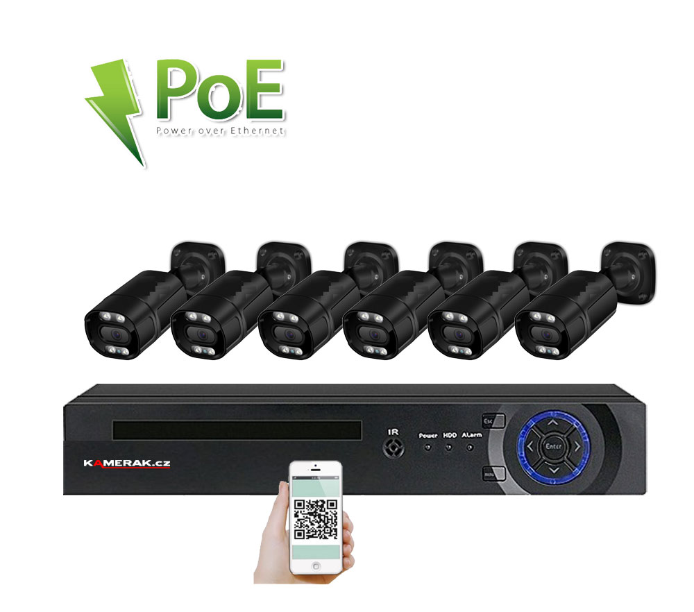 6 kamerov systm PoE IP XM-613A-black 3Mpx