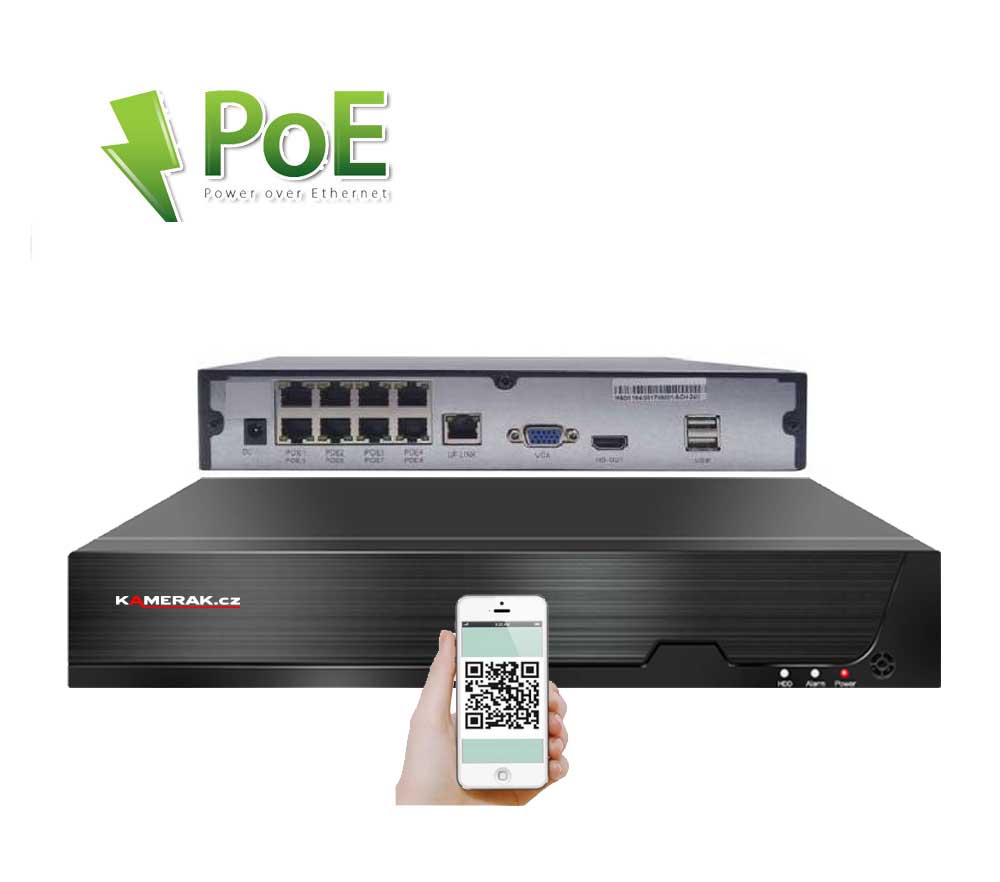 Rekordr pro 8 IP kamery s vestavnm PoE napjenm