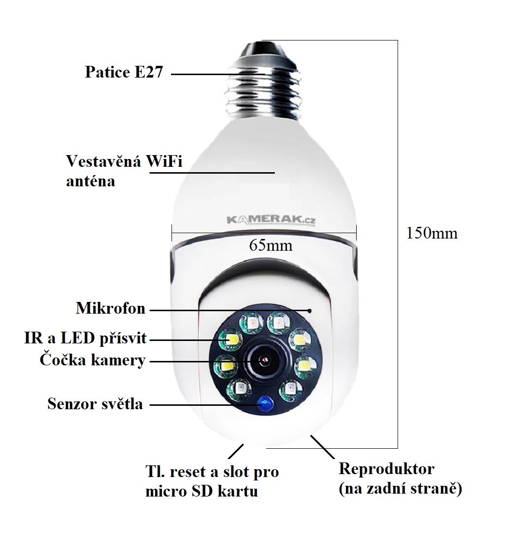 Oton P2P kamera HYF-Q01 app Tuya do objmky E27
