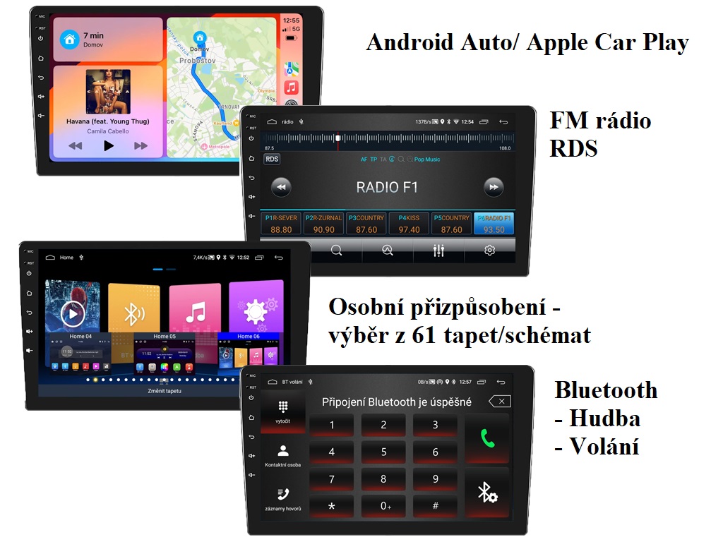2DIN Autordio 10,1" LCD A3196 2GB+32GB Android 13