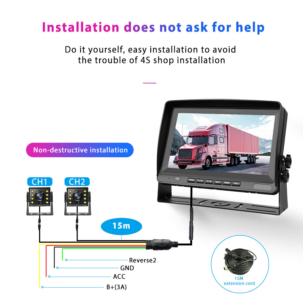 Parkovac systm TRUCK Z2109 BUS LCD 8" split screen s 2x AHD kamerou 12/24V +15m kabel