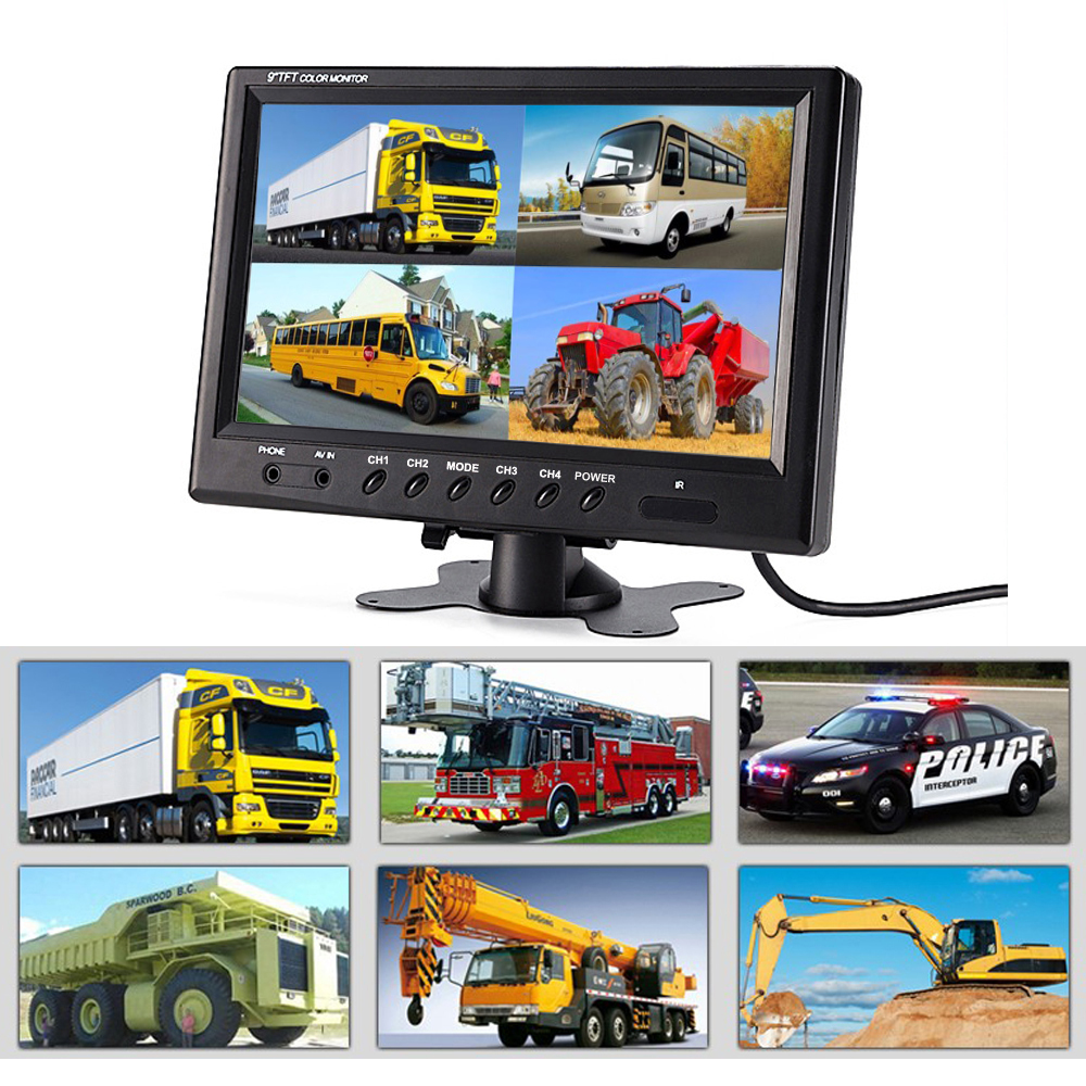 LCD 9" C0062 Split Screen Quad  4CH pro parkovac kamery