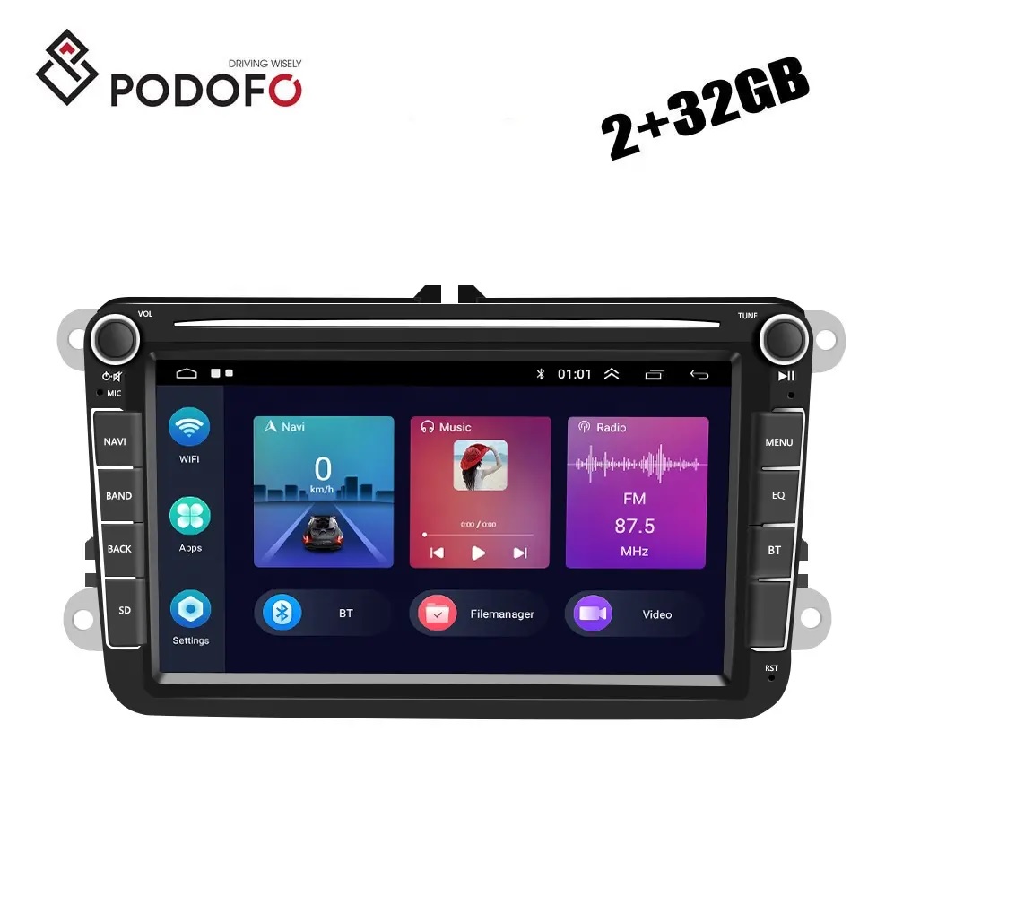 Autorádio 8 LCD A3054, 2+32G, Android 13 - podpora AHD kamera FM/RDS/GPS  pro VW - Cena: 4868 Kč