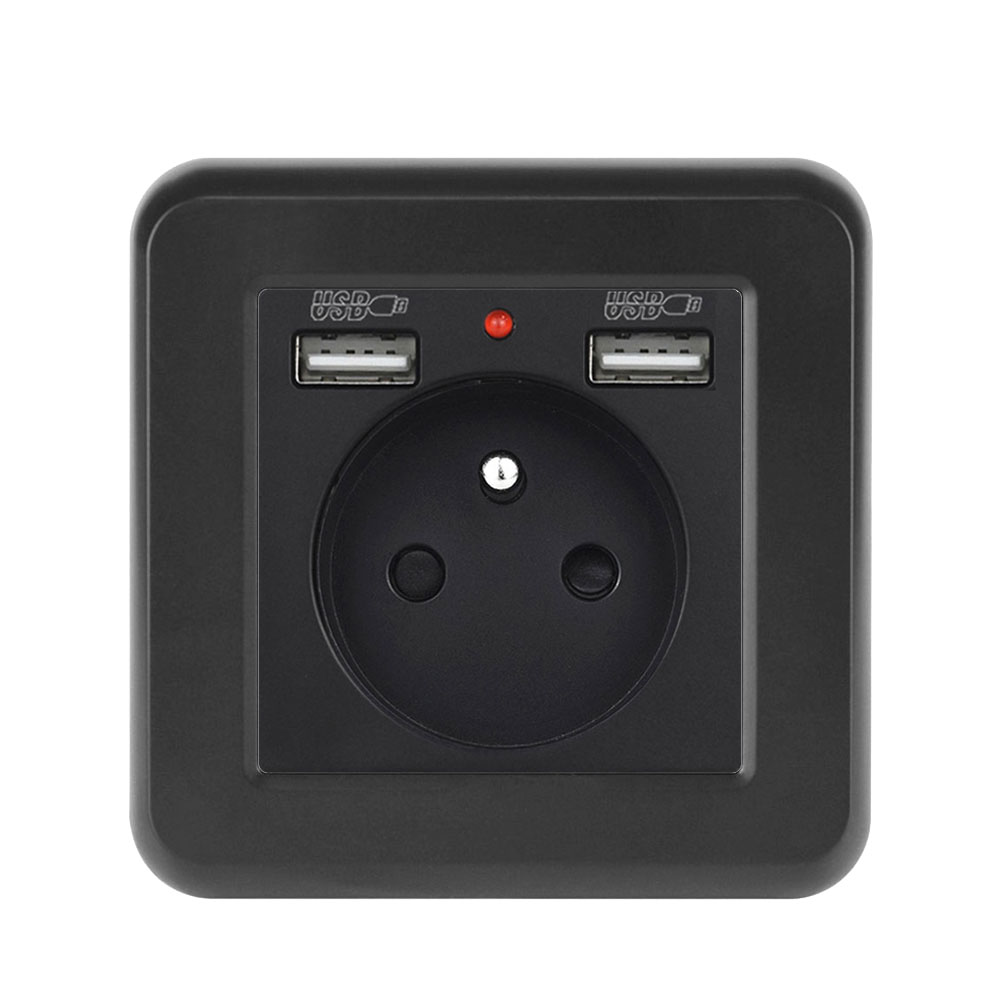 UNIC Elektrick zsuvka 230V+2*USB 5V/2.1A plast ern