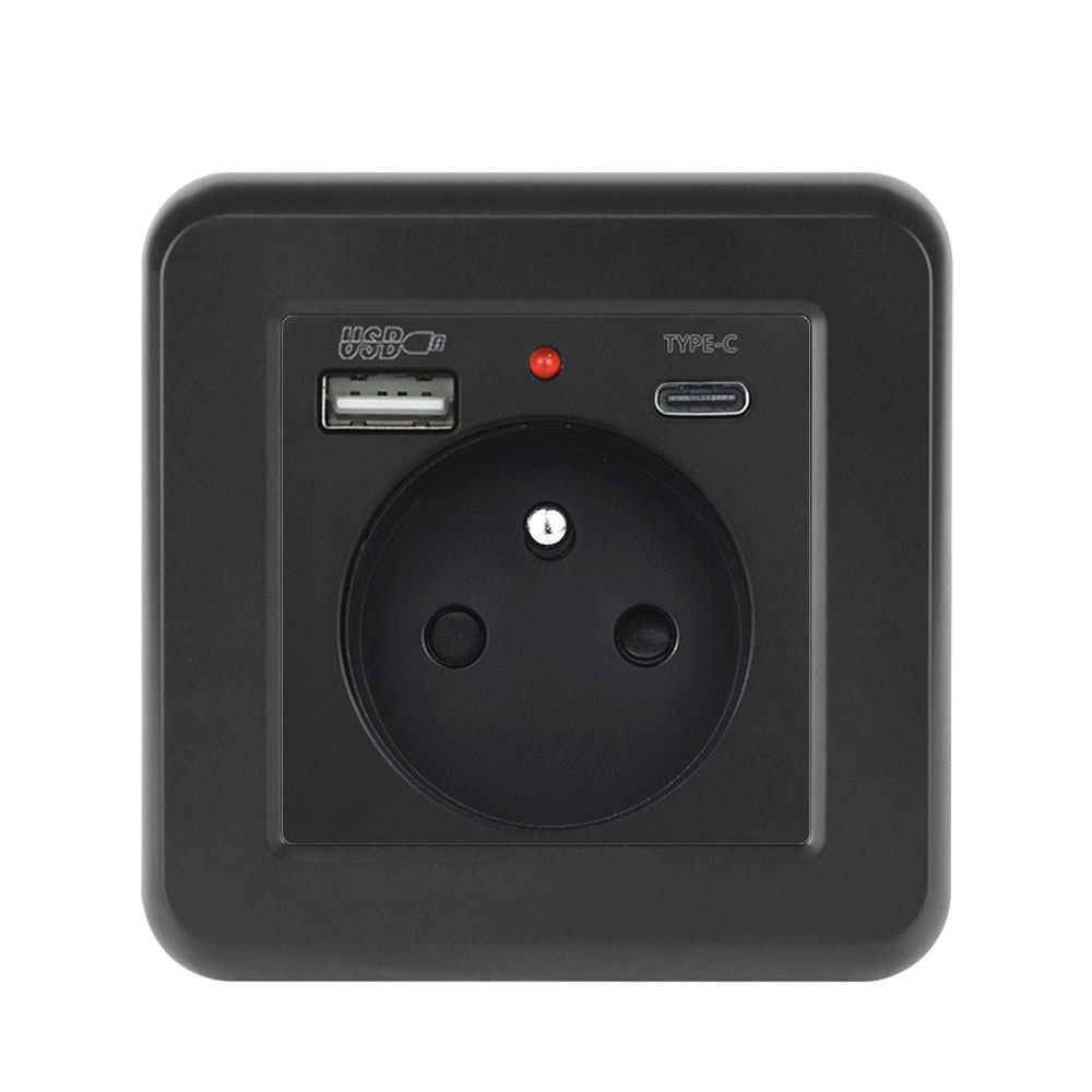 UNIC Zsuvka 230V+USB+USB C 5V/2,1A vetn rmeku, plast ern