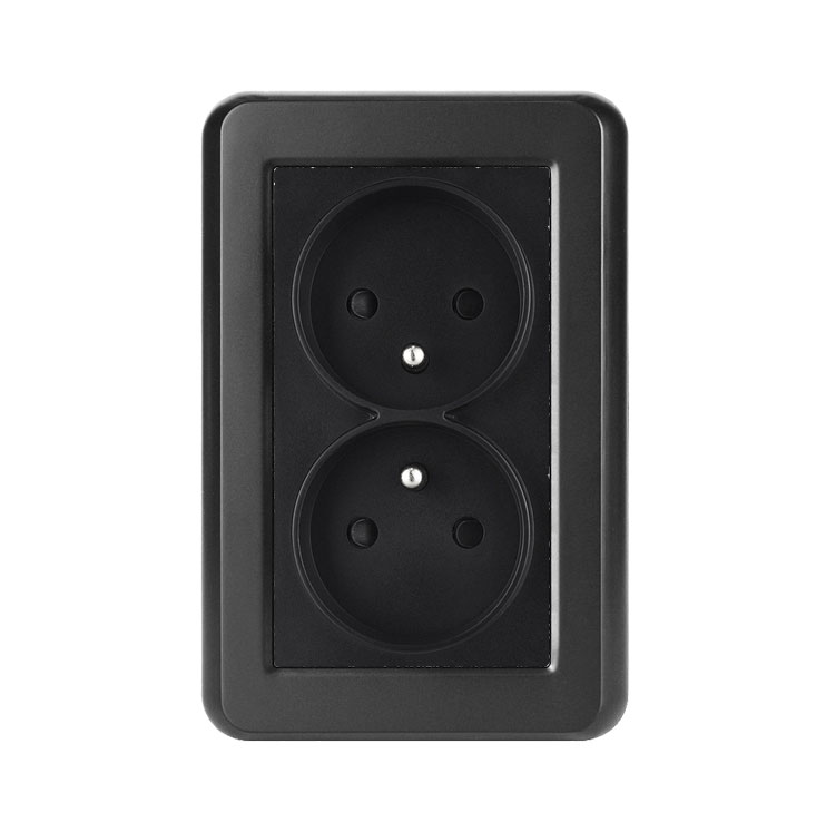 UNIC Elektrick dvojzsuvka 2x230V ern plast