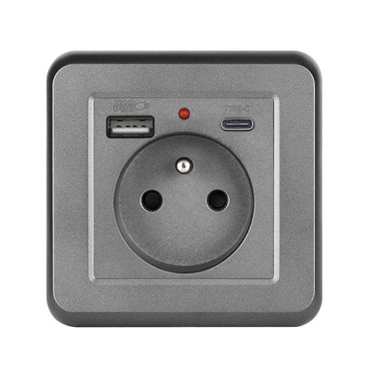 UNIC Zsuvka 230V+USB+USB C 5V/2,1A vetn rmeku, plast ed