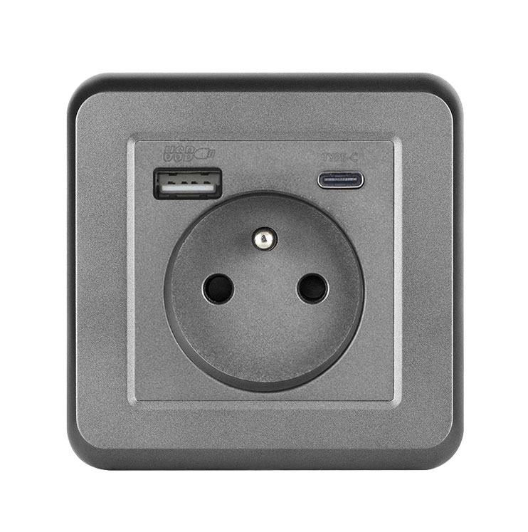 UNIC Zsuvka 230V+USB+USB C 5V Rychl nabjen, vetn rmeku, plast ed