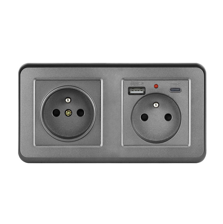 UNIC Elektrick zsuvka 2x230V+USB+USB C 5V/2,1A plast ed v rmeku 153mm