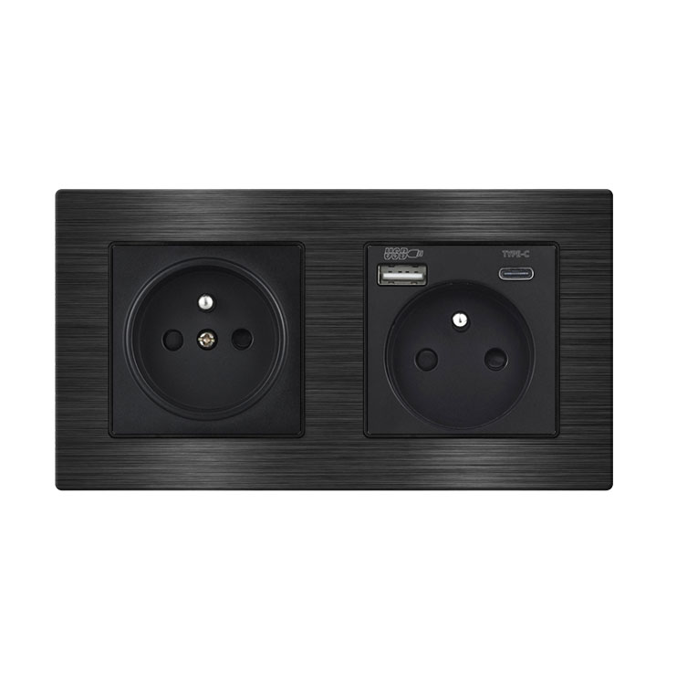 UNIC Elektrick zsuvka 2x230V+USB+USB C 5V/2,1A Rychl nabjen,v rmeku 153mm slitina hlinku ern