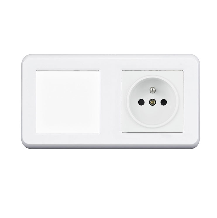 UNIC Elektrick zsuvka 230V + vypna jednoplov .1 v rmeku 153mm, plast bl