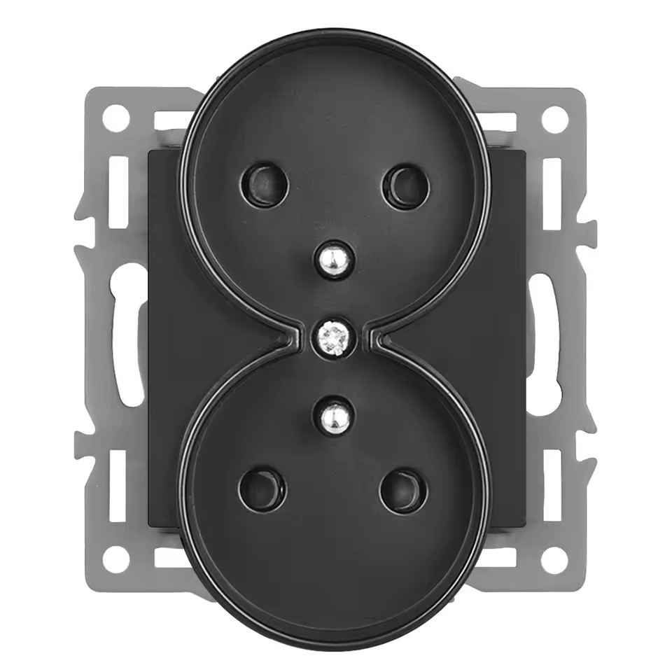 modul dvojzsuvka MDDZ230V Zsuvka 2x230V 16A, plast ern pro rmeek 82mm