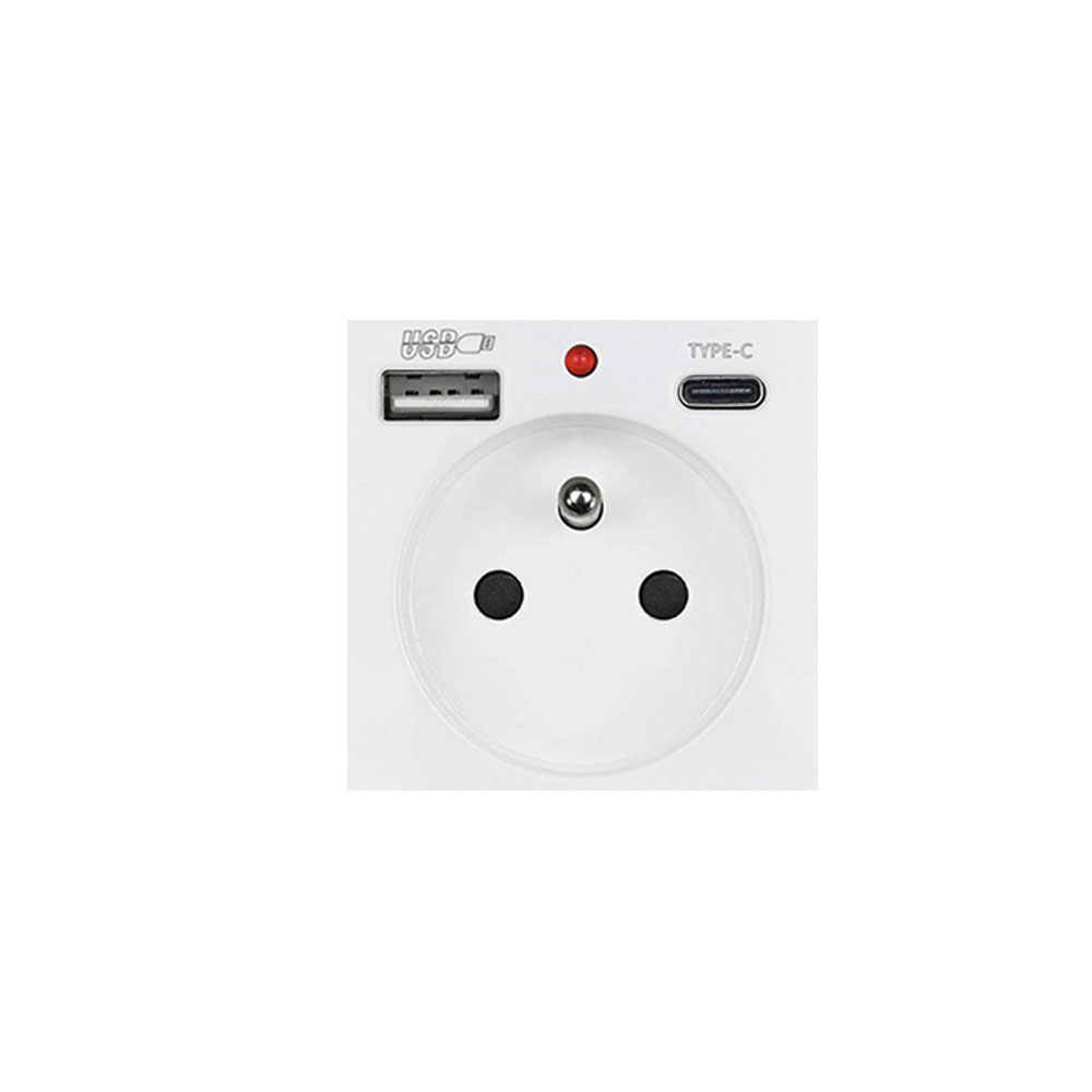 modul Zsuvka 230V+USB+USB C 5V/2,1A  plast bl