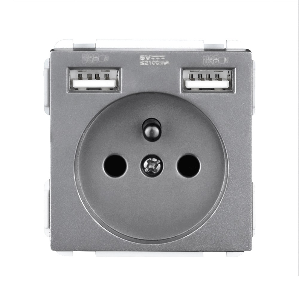 Modul MDZ230USB25V Zsuvka 230V+2xUSB 5V/2,1A ed