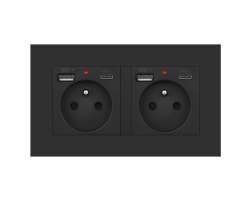 SRAN Elektrick zsuvka 2* 230V+USB+USB C 5V/2,1A v rmeku 147mm, plast ern - 405 K