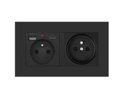SRAN Elektrick zsuvka 230V + zsuvka 230V+USB+USB C  5V/2,1A v rmeku 147mm, plast ern - 276 K