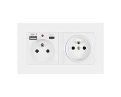 SRAN Elektrick zsuvka 230V + 230V+USB+USB C 5V/2,1A v rmeku 147mm, plast bl - 276 K