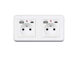 UNIC Elektrick zsuvka 2x (230V+USB+USB C 5V/2,1A) plast bl v rmeku 153mm - 474 K