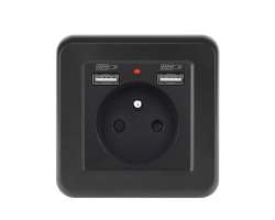 UNIC Elektrick zsuvka 230V+2*USB 5V/2.1A plast ern - 213 K