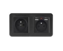 UNIC Elektrick zsuvka 2x230V+2xUSB 5V/2.1A plast ern v rmeku 153mm - 307 K