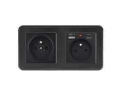 UNIC Elektrick zsuvka 2x230V+USB+USB C 5V/2,1A plast ern v rmeku 153mm - 346 K