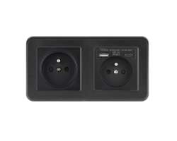 UNIC Elektrick zsuvka 2x230V+USB+USB C 5V/2,1A (rychl nabjen) plast ern v rmeku 153mm - 377 K