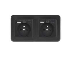 UNIC Elektrick zsuvka 2x (230V+USB+USB C 5V/2,1A) rychl nabjen, plast ern v rmeku 153mm - 577 K