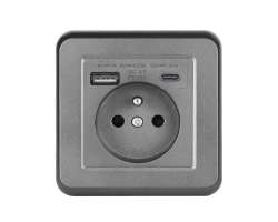 UNIC Elektrick zsuvka 230V+USB+USB C 5V Rychl nabjen, vetn rmeku, plast ed - 284 K